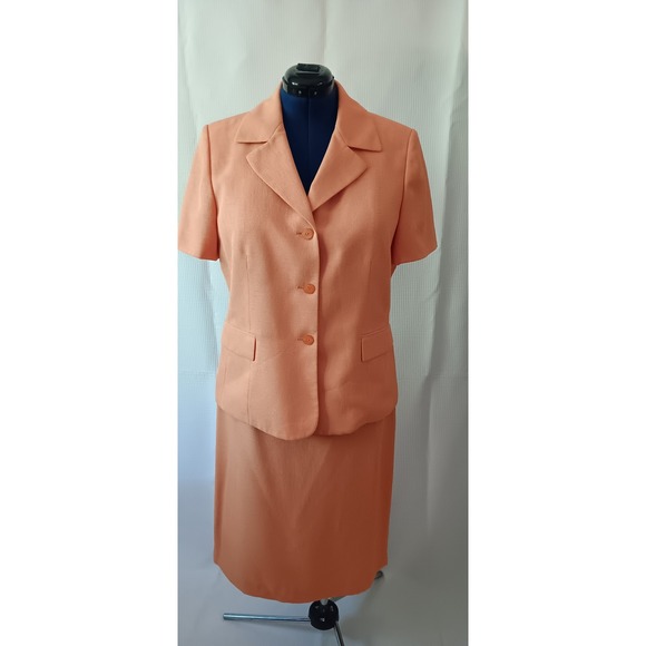 Le Suit Dresses & Skirts - Le Suit Essentials Women Orange Skirt Suit 2pc Blazer Size 16 NEW KS0330